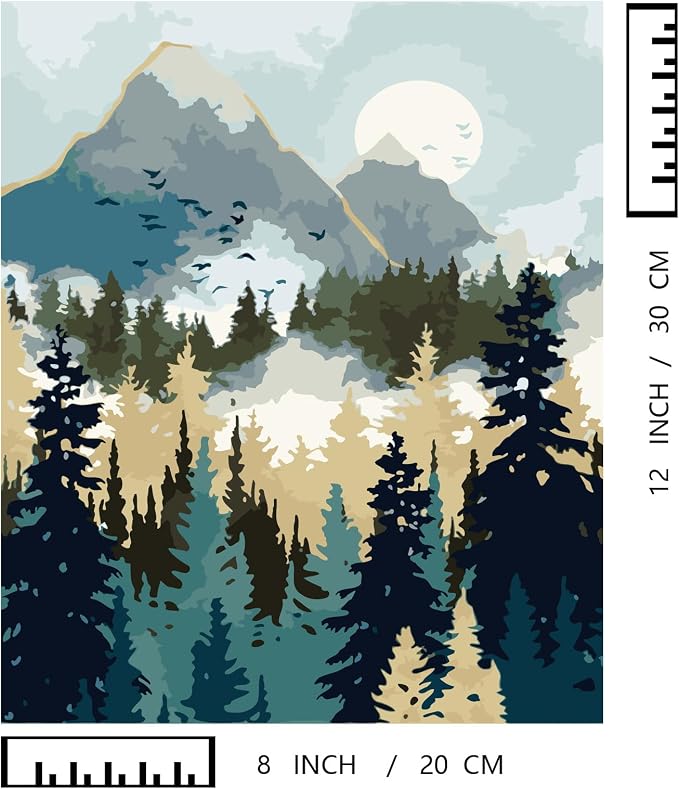 BAISITE Paint by Numbers Kit for Adults Beginners,8" Wx12 L 2 Pack Canvas for Painting Kits for Adults in Colorful Box 7172-ALREADY Framed