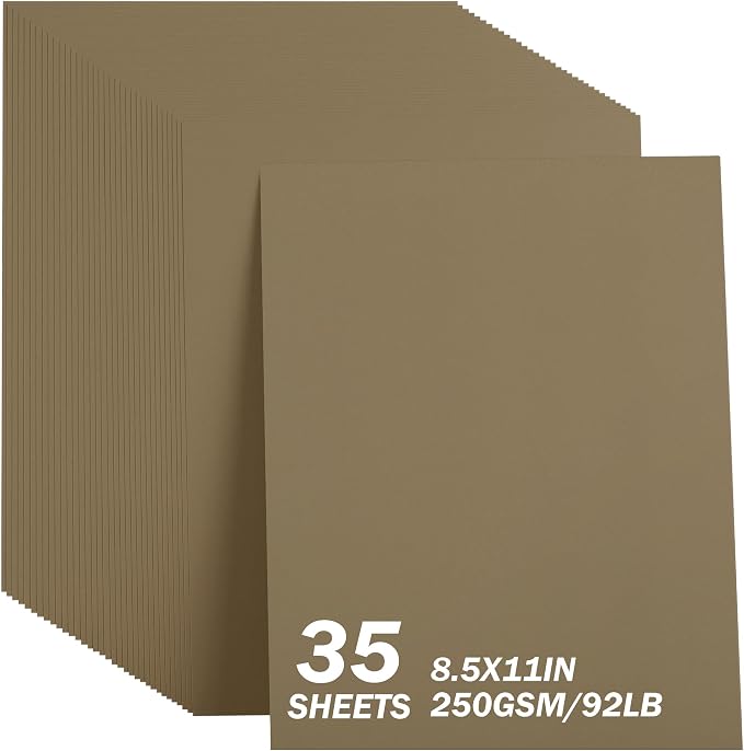 35 Sheets Chocolate Brown Cardstock 92LB Construction Paper 8.5 x 11 Inch