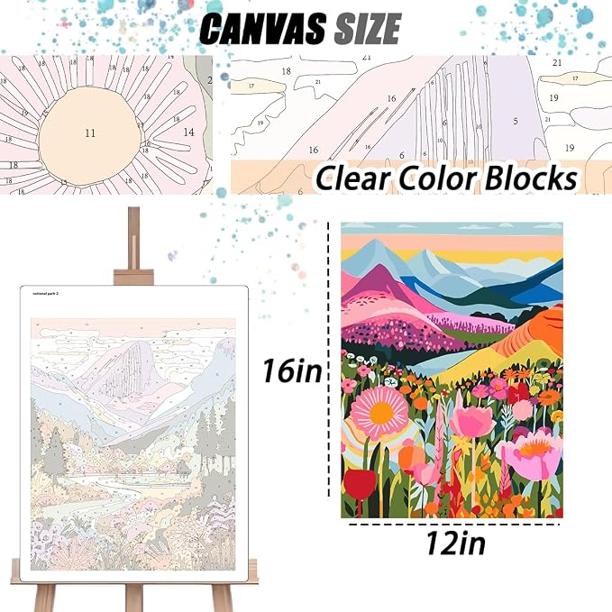 2 Pack Paint by Numbers Kit for Adults Beginners - 12x16 Inch DIY Painting with Numbers for Adults Mountains Kits on Canvas,Wander Painting by Number (Without Frame)