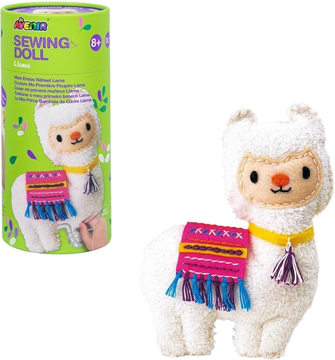 Avenir My First Sewing Kit for Kids 6-8, Alpaca Stuffed Animal Craft Set