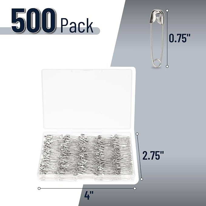 Mr. Pen- Small Safety Pins, 0.75 Inch, 500 Pack, Nickel Plated Steel