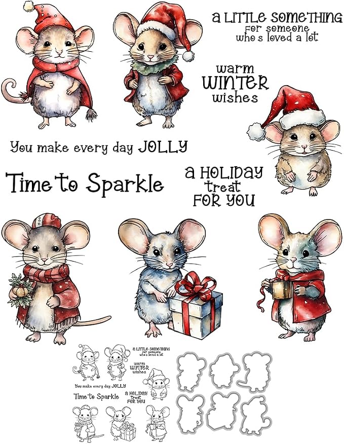 Clear Stamps and Metal Cutting Dies Set for Card Making Scrapbooking, DIY Craft Stamps and Dies Kit for Journaling, Albums, Greeting Cards, Holiday Cards, Birthday, Christmas (YX1494-S+D-1)