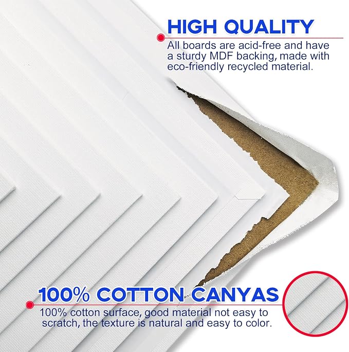 Halobios Canvas Boards for Painting 8x10 Inch, 48 Pack Blanck Canvas Panels Art Painting Supplies, 100% Cotton Primed Painting Supplies for Acrylic, Oil, Tempera & Watercolor Paint