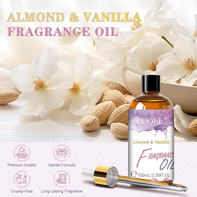 EUQEE Almond & Vanilla Fragrance Oil, 3.38 Fl oz/ 100ml