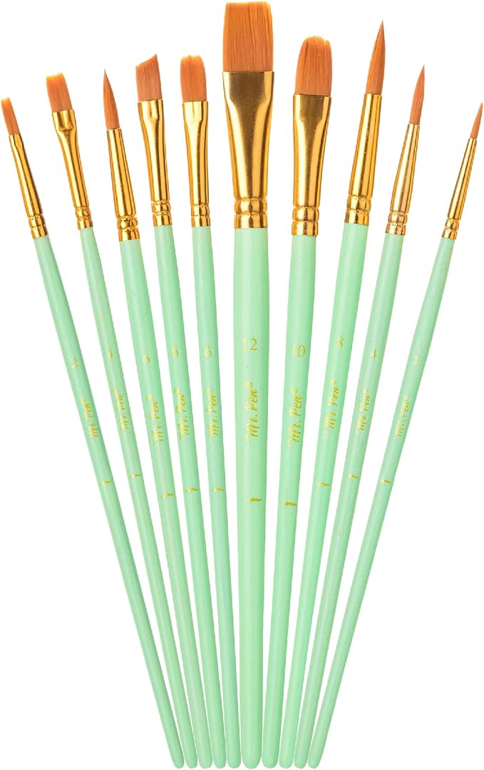 Mr. Pen- Acrylic Paint Brushes Set, 10 Pack, Round & Pointed Tip