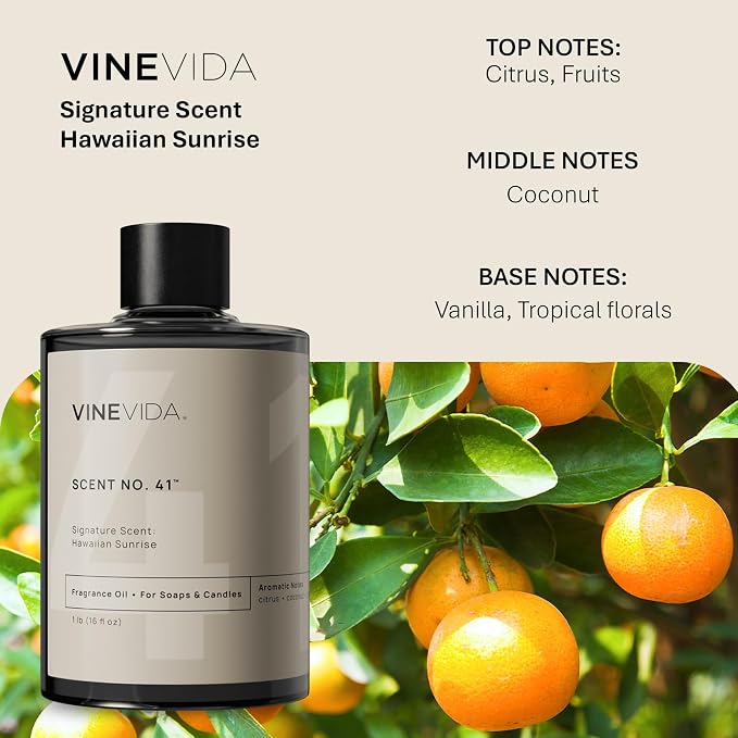 VINEVIDA Hawaiian Sunrise Fragrance Oil - 16oz, Natural, Made in USA - Scents for Candle & Soap Making