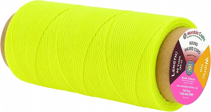 Mandala Crafts 50M 1mm Lime Green Round Waxed Thread for Leather Sewing