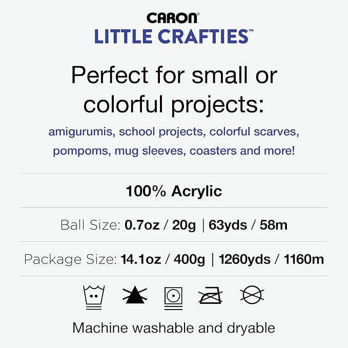 Caron® Little Crafties™ 20 Assorted Acrylic Yarn Skeins 63yd Each for Knitting and Crochet Projects , Multipack Starter Kit