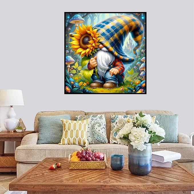 Diamond Art Kits for Adults, Flower Gnome Diamond Painting 12 x 12 Inch