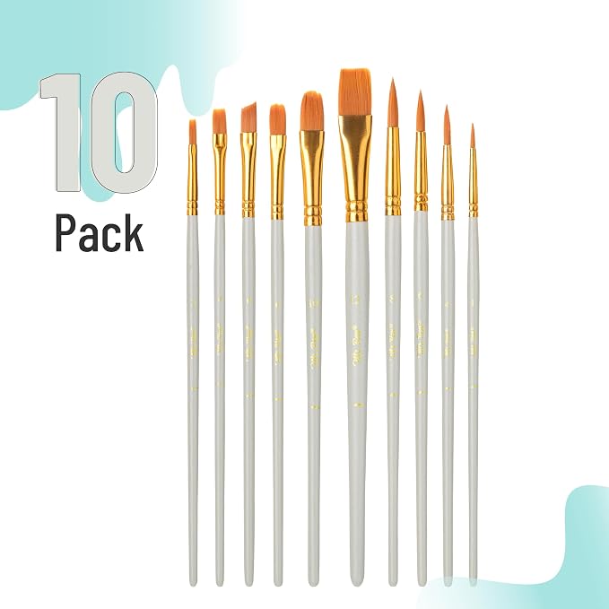 Mr. Pen- Acrylic Paint Brushes Set, 10 Pack, Round & Pointed Tip