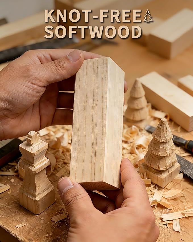 Basswood Carving Blocks 6 PCS: 6" x 2" x 2" Large Whittling Wood Blanks