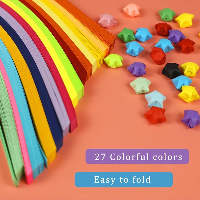 3024 Sheets Origami Paper, 27 Colors Double Sided Paper Star Strips