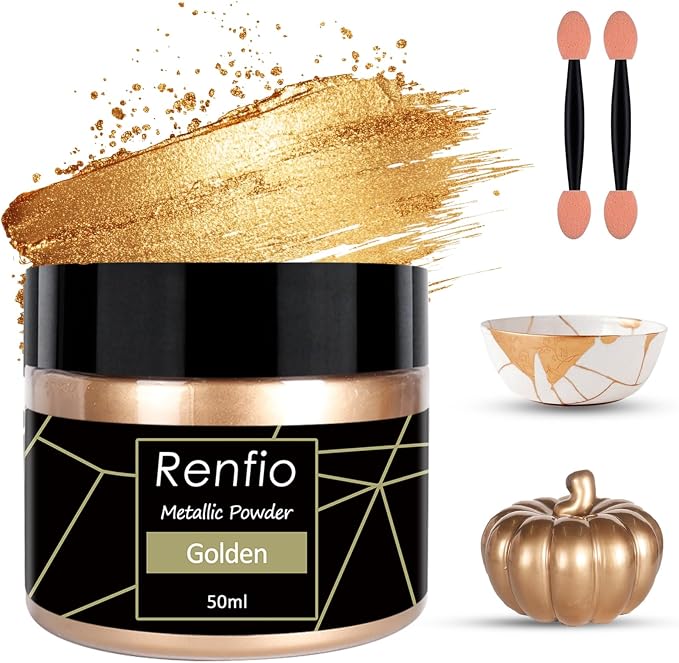 Renfio Metallic Pigment Powder,Gold Mica Powder for Resin