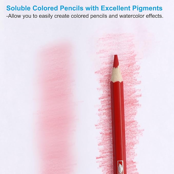 PATIKIL Watercolor Pencil, 12Pcs Water Soluble Pencils for Blending, Coloring, Sketch Drawing, Painting, Bright Red