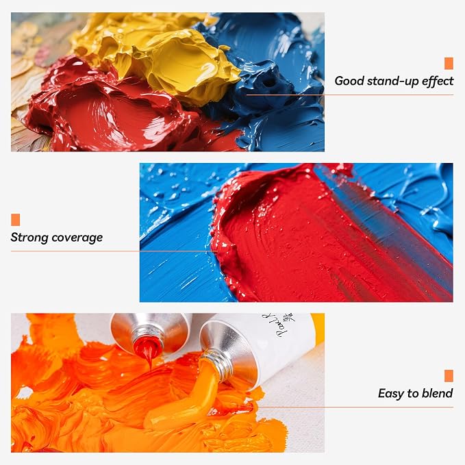 Paul Rubens Oil Paint 38 Bright Colors High Saturation, 50ml Large Capacity Tubes, Faster Drying Time with Creamy Texture and Consistency for Artists, Adults, Beginners Oil Painting Supplies | Faster Drying Time with Creamy Texture and Consistency for ...