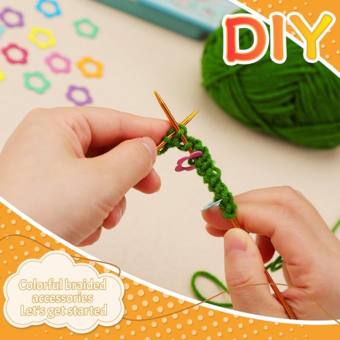 Jmuiiu Flower Metal Stitch Markers, 50Pcs Metal Crochet Stitch Markers | Colorful Crochet Markers, Stitch Marker Ring for Knitting Crocheting Clothing Tag DIY Craft Project with Storage Box