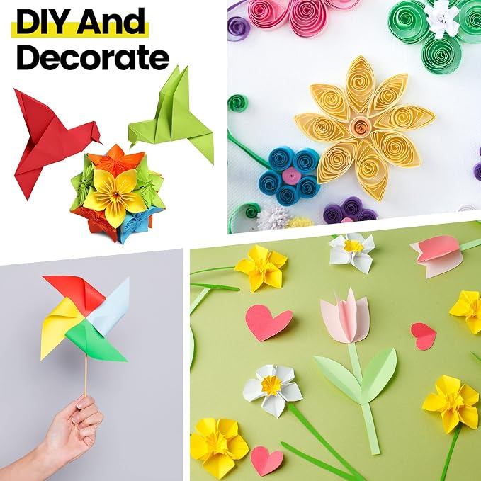 Sinmoe 4100 Sheets Origami Paper Assorted Sizes DIY Vivid Colored Colorful Double Sided Square Paper for Adults Beginners Fold Flower Craft, 10 Colors 4 Sizes(2300 Sheets)