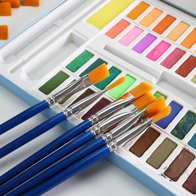 GACDR 1/2 Inch Flat Paint Brush Set, 40 Bulk Acrylic Paint Brushes