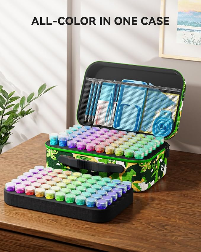 ARTDOT 120 Slots Storage Container for Diamond Art Kits for Adults,Portable Diamond Painting Storage Box with Accessories and Tools