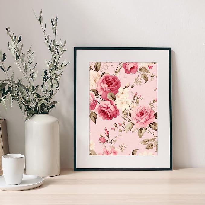 JarThenaAMCS 24 Sheet Blush Pink Rose Pattern Paper Vintage Floral Double Sided Scrapbook Specialty Paper for Spring Summer DIY Crafts Card Making Photo Album Journal Decor, 6 x 6 Inch