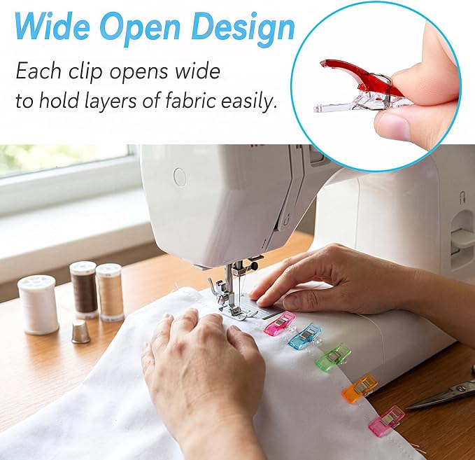 100 Pcs Multipurpose Sewing Clips Premium Quilting Fabric Clips for Hemming Supplies Embroidery Sewing Accessories Crafting Tools