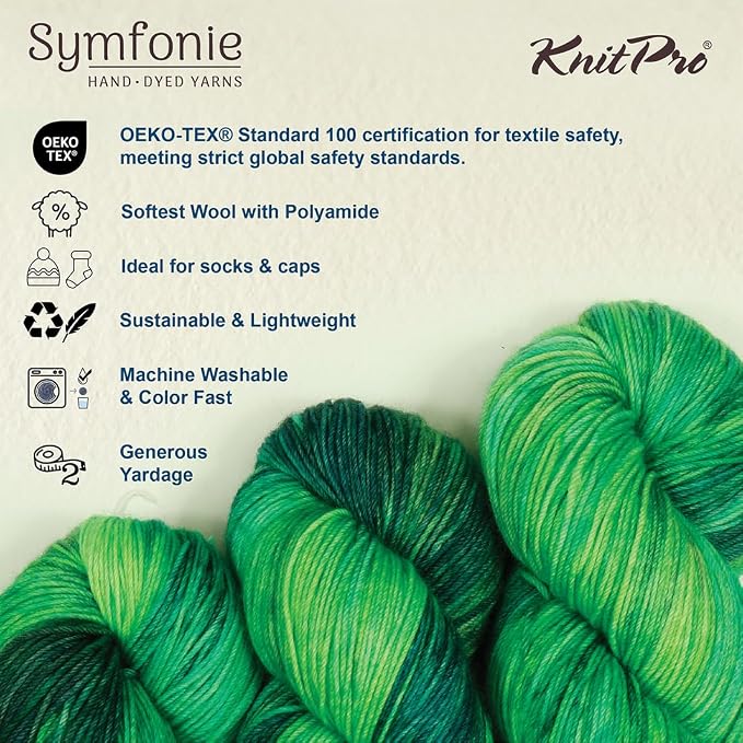 KnitPro Symfonie Fingering Weight Merino Wool Yarn 100g, Jungle Secrets