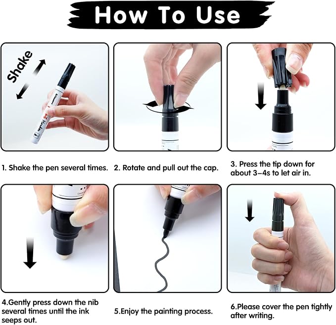 Artsunlvy Black Paint Pens Permanent Markers - 2 Pack Oil Based Quick Dry Waterproof Markers for Plastic, Tire, Rubber,Wood, Rocks, Metal, Canvas, Dark Surface,Craft Art Supplies,Medium Point