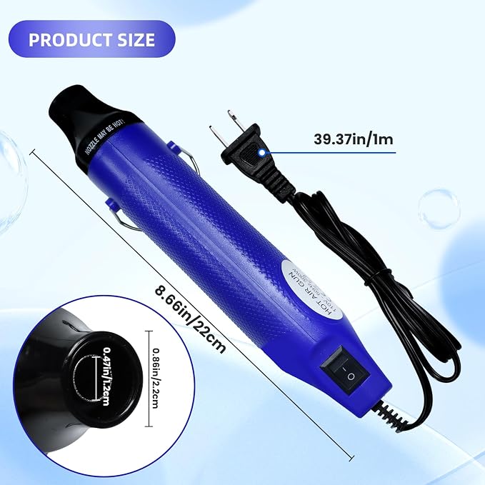 Heat Gun For Crafting, Mini Hot Air Gun For DIY Crafts,Heating Gun,Portable Heat-Gun Tool For Embossing Shrink Wrapping Drying Paint (Blue)