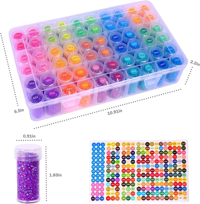 QTFOUND Diamond Art Storage, 1Pack 60 Bottle,Diamond Storage Painting Accessories Organizer Case Containers (Beads not Included)