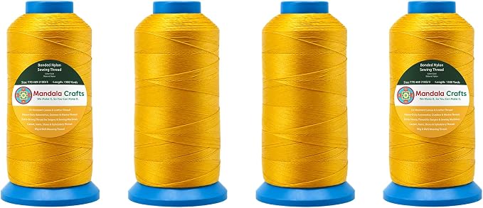 Mandala Crafts Size 69 210D T70 Gold Combo Bonded Nylon Thread, 6000 YDs