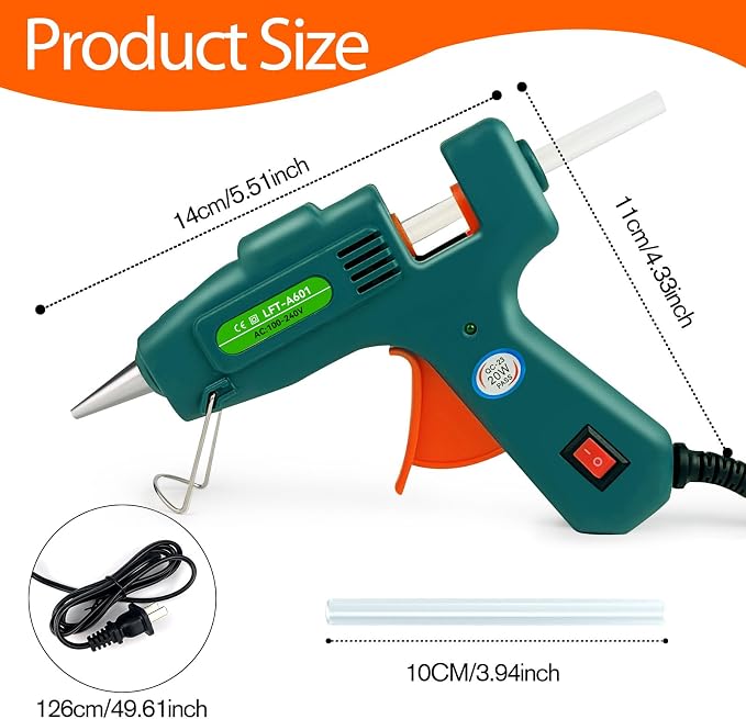 SHJADE Hot Glue Gun with 30 Glue Sticks, 20W Mini Hot Melt Gun Kit(Green)
