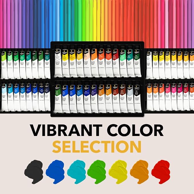 Castle Art Supplies 48 X 22ml Acrylic Paint Set - New Improved Formula | Richer, smoother intense colors for beginners and adult artists - all-inclusive set in an impressive presentation box