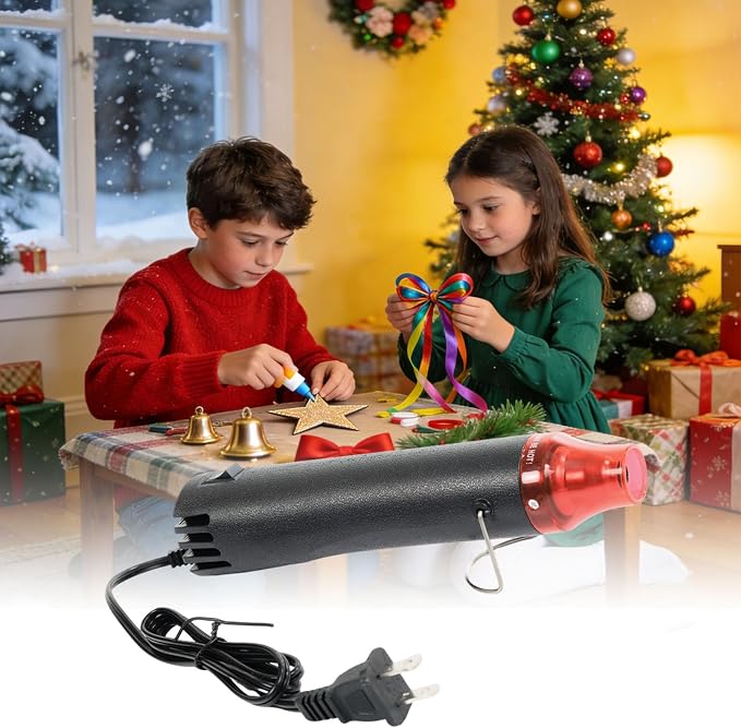 Heat Gun 300W, Handed Hot Air Gun for Crafting and DIY (Black) | 3.28FT Ultra-Long Cable Portable Heat Gun with Stand and Power Cord for Shrinking Wrapping PVC and Drying Paint