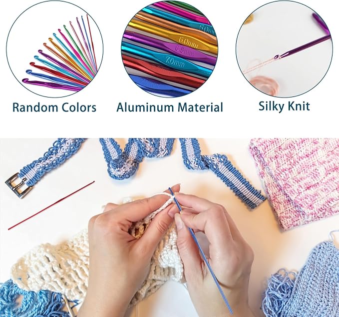 14PCS Aluminum Crochet Hooks Knitting Needles Craft Yarn 2.0mm/2.5mm/3.0mm/3.5mm/4.0mm/4.5mm/5.0mm/5.5mm/6.0mm/6.5mm/7.0mm/8.0mm/9.0mm/10.0mm