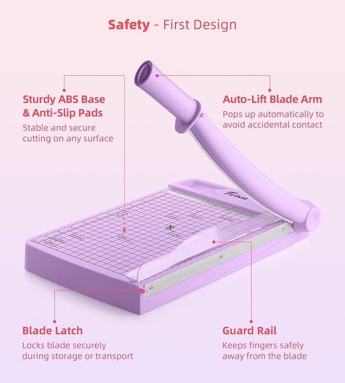 Firbon 12 Inch Guillotine Paper Cutter, Heavy Duty Paper Trimmer, Purple | 12-Sheet Capacity | Dual Scales | Paper, Cardstock & Photo Trimming | Scrapbooking Crafts | Office, Home & Studio Use
