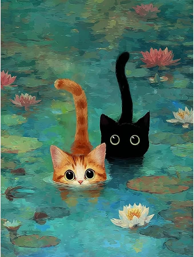 VIGEGU Black Cat Paint by Numbers Kit for Adults Beginner 16x20 Inch | Easy Adult Paint by Number Kits on Canvas DIY Painting for Beginners Art by Numbers for Home Wall Decor