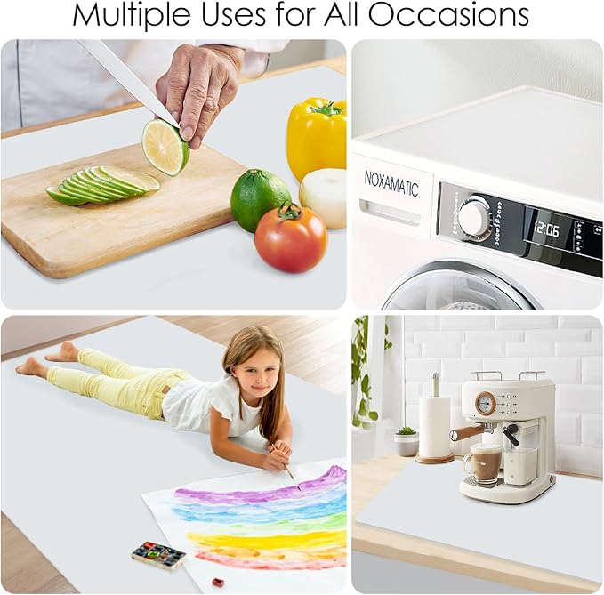 Extra Large Silicone Mat, 31.5x16.9 Silicone Placemats for Kids, Gray Large Silicone Sheet for Crafts Heat Resistant Mat for Kitchen Counter, Non-Stick Silicone Table Mat for Dough and Pastry