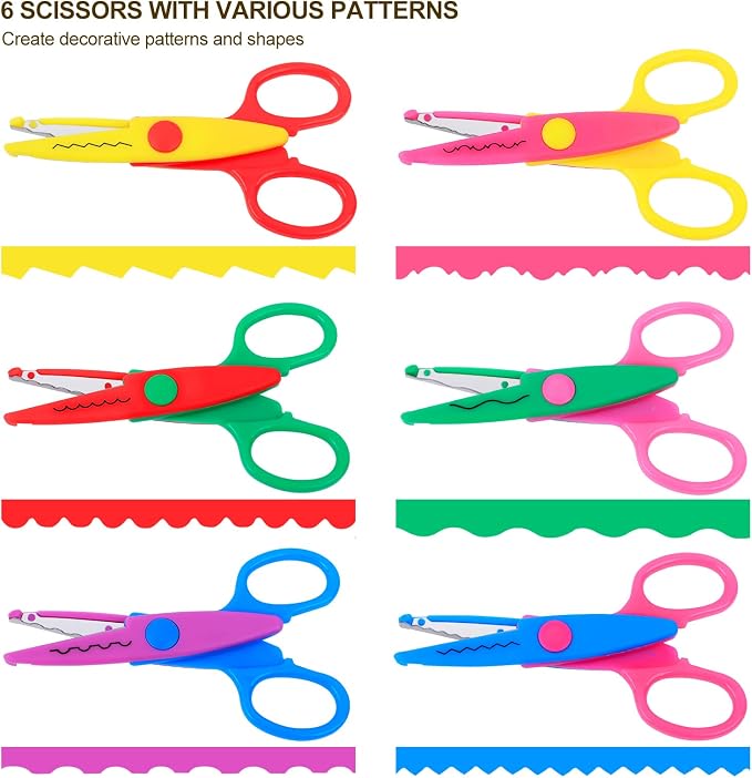 UCEC Craft Scissors Decorative Edge, Zig Zag Scissors for Crafting, 6 Pack