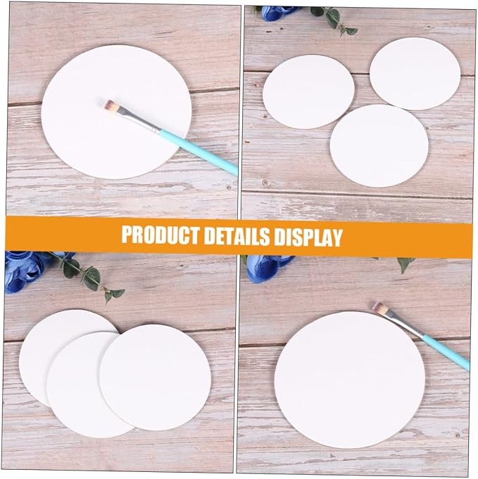 INOOMP 8pcs Round Canvas Panels for Oil Painting 4 Inch Primed Blank Canvases for Artists Mini Canvas Boards for Acrylic and Watercolor for Kids Crafts