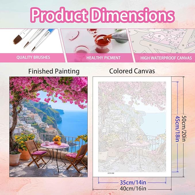 Yunruily Paint by Numbers Adults Landscape-Paint by Numbers Kits for Adults,Paint by Numbers for Adult Canvas for Gifts Home Wall Decor(16x20inch)