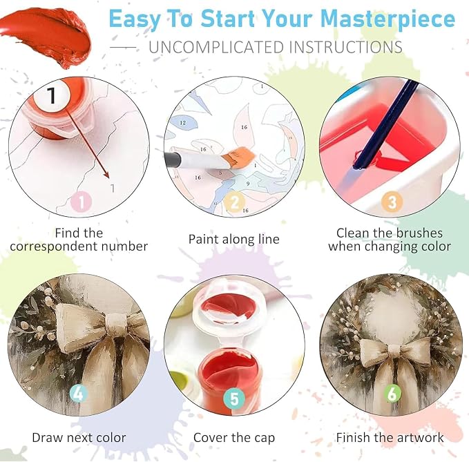 BAWKENTON Christmas Paint by Numbers Kits for Adults Beginner
