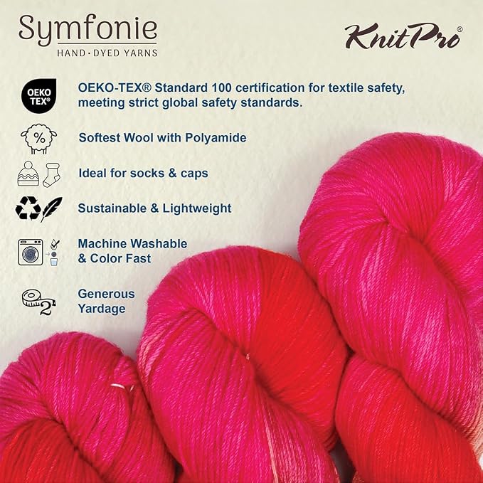 KnitPro Symfonie Fingering Weight Merino Wool Yarn 100g, Rhubarb