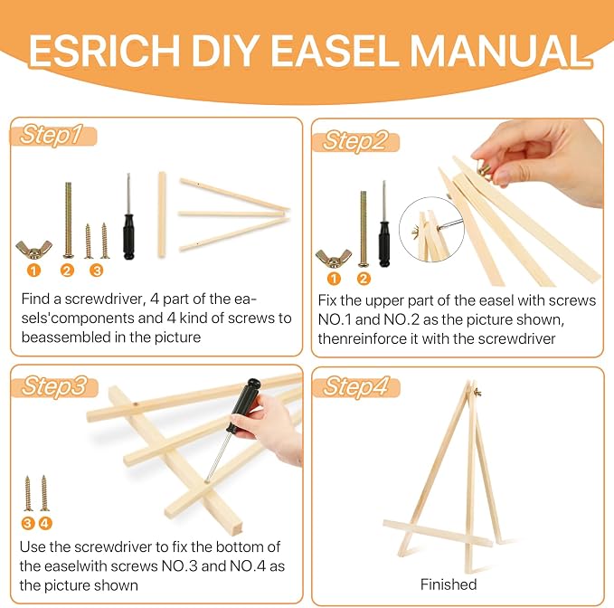 2 Pack 14 Inch Wood Easels, Tabletop Easels, Easel Stand for Painting, Tripod Painting Easels for Art & Crafts, Portable Canvas Holders