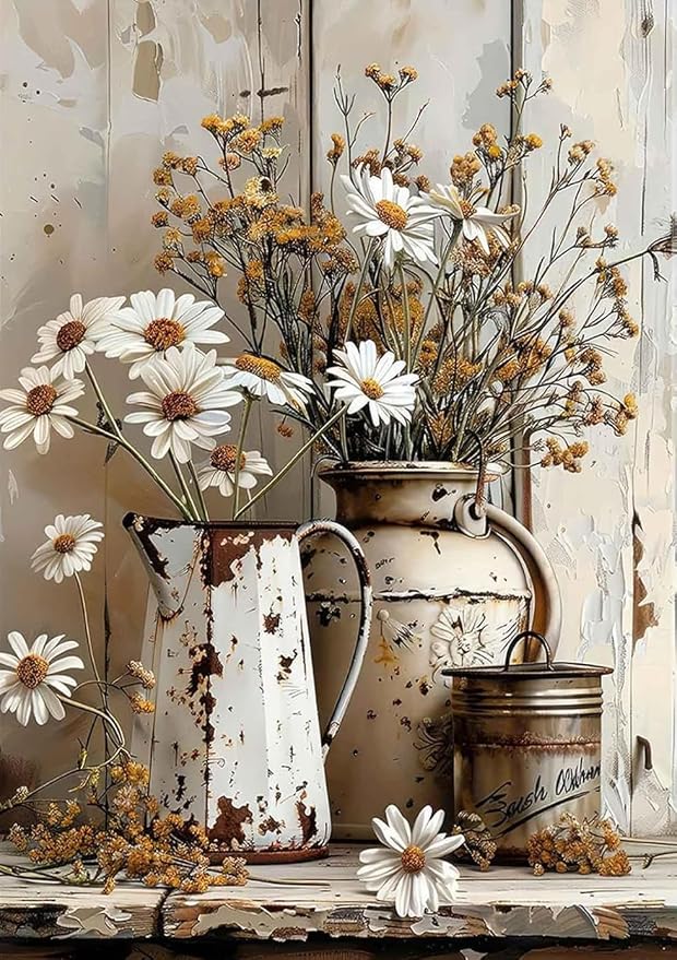 WUDWL Flower Paint by Numbers Kit for Adults,Color By Numbers for Adults | Flower Landscape Decor Painting by Number On Canvas, Paint Number Artist Funny Without Frame DIY, Home Wall Decor, 12x16in