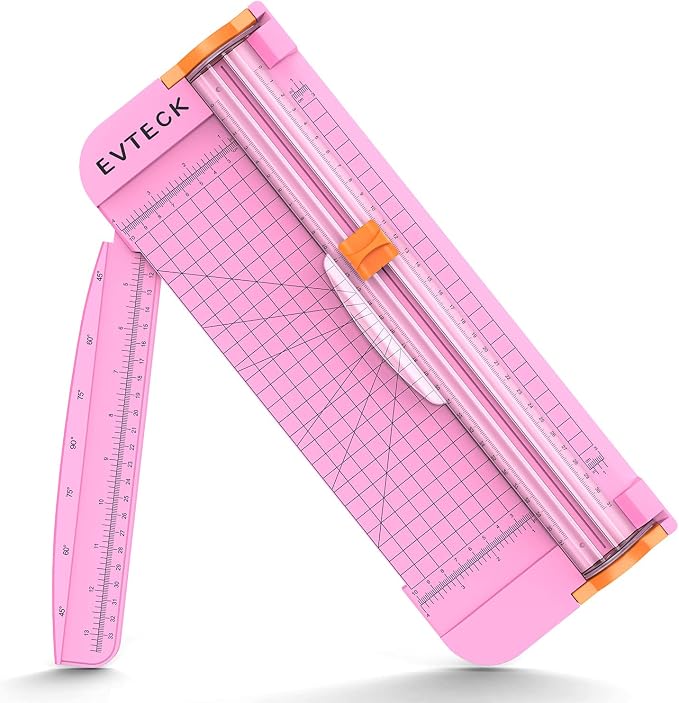 Evteck A4 Paper Cutter Slider Trimmer for Cardstock Photo Vinyl | 12 Inch, with Security Blade and Foldable Ruler, for Crafting Scrapbooking