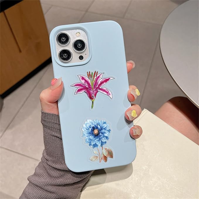 60 PCS Transparent Colorful PET Floral Stickers, for Water Bottle Laptop Cars Guitar Skateboard Bumper Vintage Waterproof Music Stickers for Teens Adults (Colourful-F10)