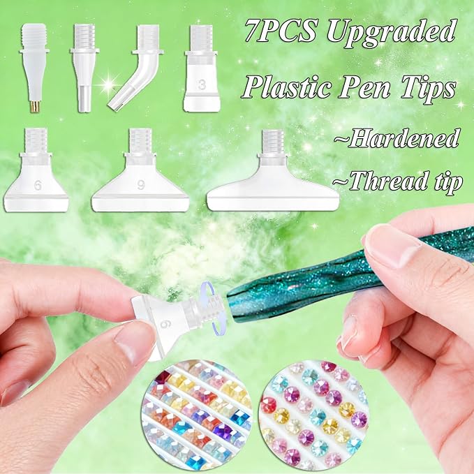 ZYNYXY 16PCS Ergonomic Diamond Art Pens Kits, Resin Diamond Painting Pen with Multifunctional Plastic Screw Thread Tips for 5D Diamond Painting (Starry Green B)