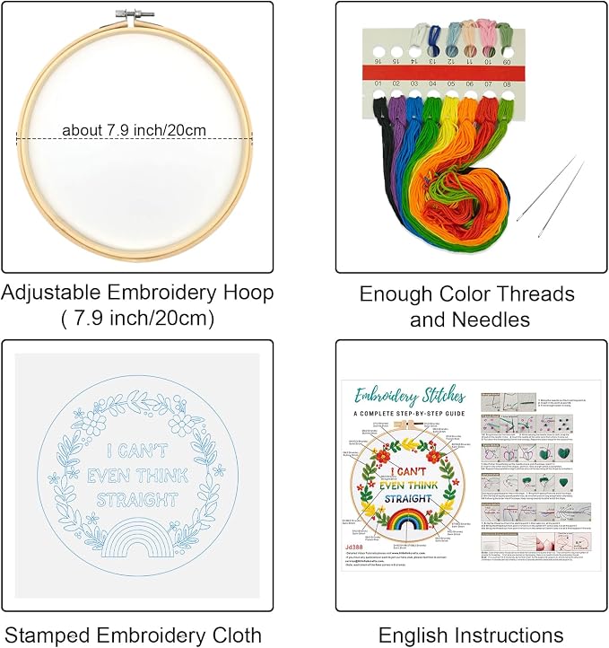 Louise Maelys LGBT Pride Embroidery Kit for Beginners Rainbow Craft | Cross Stitch Kits for Creative Expression, Needlepoint Kit for Adults to Enjoy Meaningful Crafts, Gifts and Home Decor