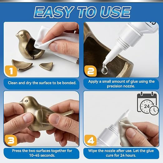 Metal Glue, Super Glue for Metal 30g Heavy Duty Instant Adhesive, Fast Drying Clear CA Adhesive for Stainless Steel, Aluminum, Iron, Jewelry Repair, DIY Crafts, Waterproof Strong Bonding