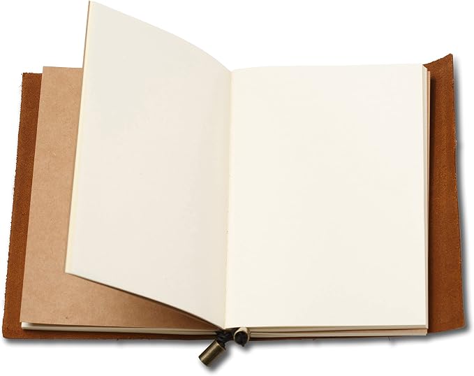 Wanderings A6 Travelers Notebook/Handcrafted Genuine Leather Journal - 11.5 x 15.5 cm - This Small Refillable Travel Journal is Rugged Enough to Capture All Life's Adventures. 100 GSM Blank Inserts